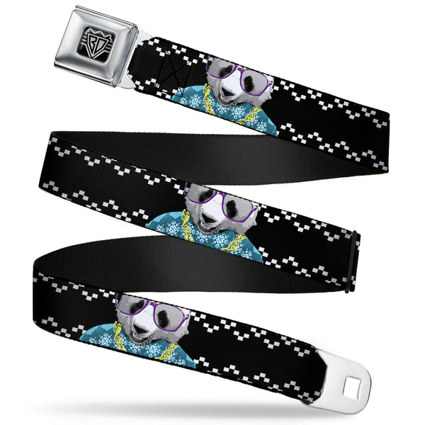 Buckle-Down BD Wings Logo CLOSE-UP Full Color Black Silver Seatbelt Belt - Panda Bling Webbing