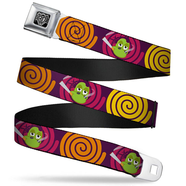 Buckle-Down BD Wings Logo CLOSE-UP Full Color Black Silver Seatbelt Belt - Green Dragons Smoking Purple Webbing