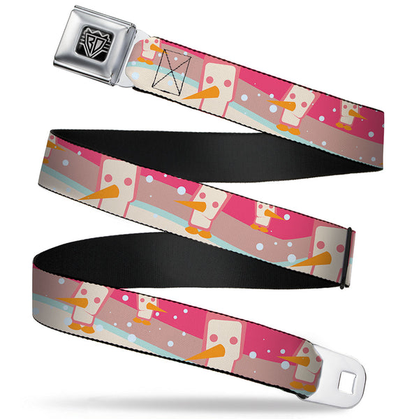 Buckle-Down BD Wings Logo CLOSE-UP Full Color Black Silver Seatbelt Belt - Block Penguins Mauve Webbing