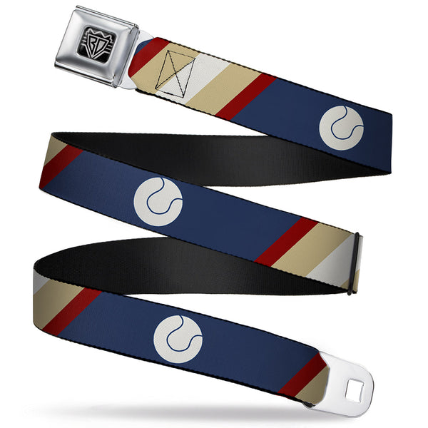 Buckle-Down BD Wings Logo CLOSE-UP Full Color Black Silver Seatbelt Belt - Ball/Stripes Tan/Blue/Burgundy Webbing