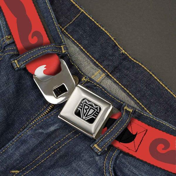 Buckle-Down BD Wings Logo CLOSE-UP Full Color Black Silver Seatbelt Belt - Mustaches Red/Brown/White/Black Webbing