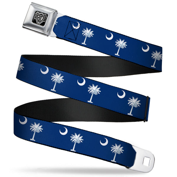Buckle-Down BD Wings Logo CLOSE-UP Full Color Black Silver Seatbelt Belt - South Carolina Flags Webbing