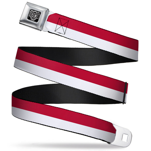 Buckle-Down BD Wings Logo CLOSE-UP Full Color Black Silver Seatbelt Belt - North Carolina Flag Stripe Red/White Webbing