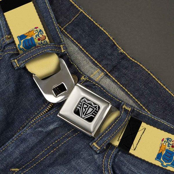Buckle-Down BD Wings Logo CLOSE-UP Full Color Black Silver Seatbelt Belt - New Jersey Flags/Black Webbing