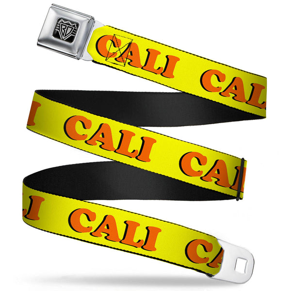 Buckle-Down BD Wings Logo CLOSE-UP Full Color Black Silver Seatbelt Belt - CALI Yellow/Orange Webbing