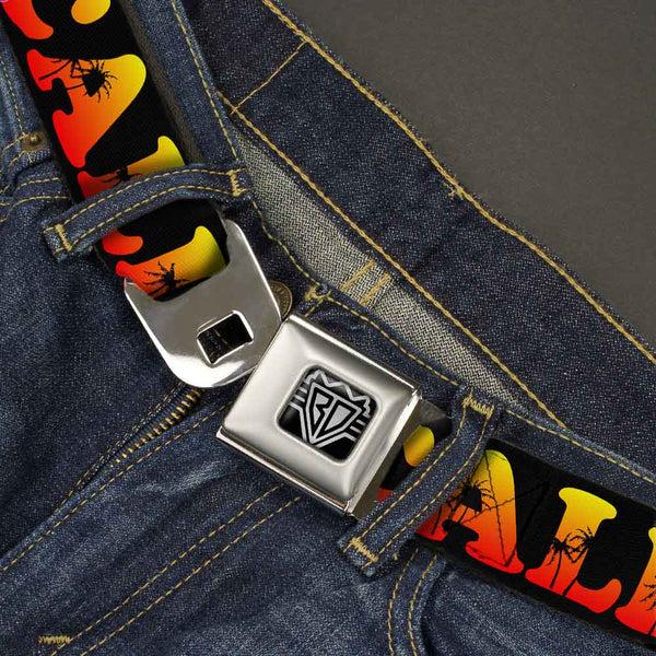 Buckle-Down BD Wings Logo CLOSE-UP Full Color Black Silver Seatbelt Belt - CALI Tropical Black/Multi Color Webbing