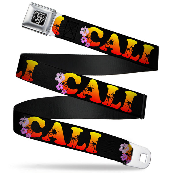 Buckle-Down BD Wings Logo CLOSE-UP Full Color Black Silver Seatbelt Belt - CALI Tropical Black/Multi Color Webbing