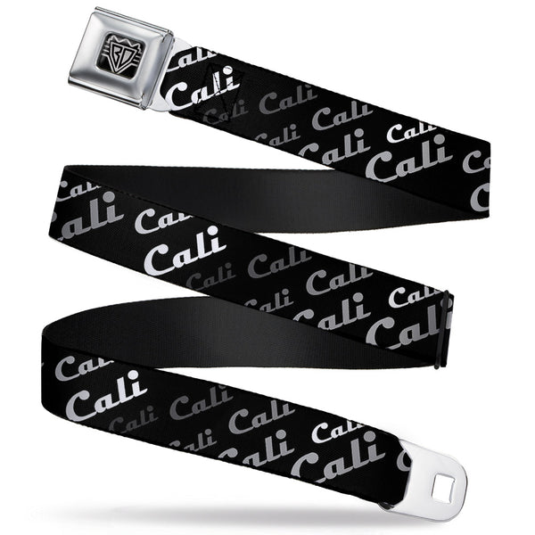 Buckle-Down BD Wings Logo CLOSE-UP Full Color Black Silver Seatbelt Belt - CALI Fade Diagonal Black/Gray/White Webbing