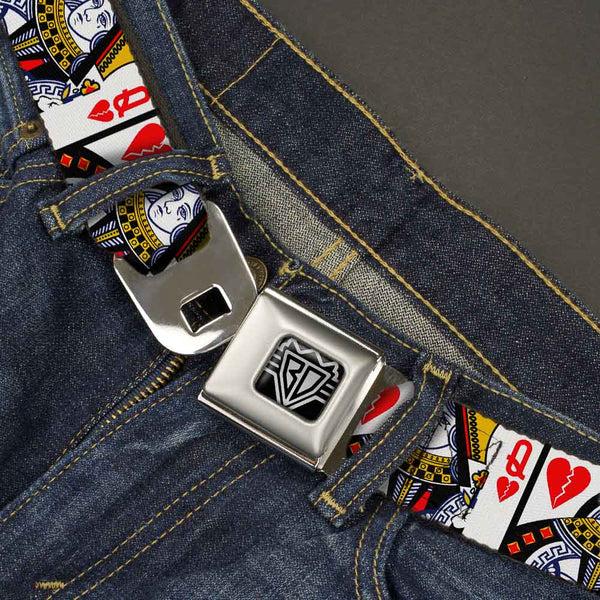 Buckle-Down BD Wings Logo CLOSE-UP Full Color Black Silver Seatbelt Belt - Queen Of Broken Hearts Webbing