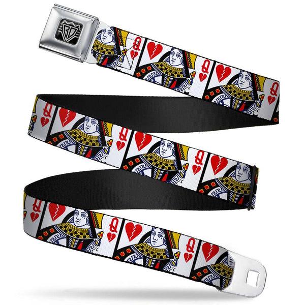 Buckle-Down BD Wings Logo CLOSE-UP Full Color Black Silver Seatbelt Belt - Queen of Broken Hearts Webbing