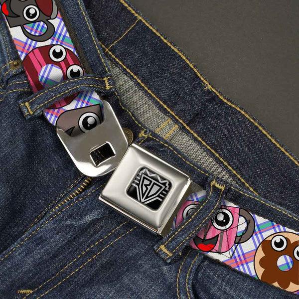 Buckle-Down BD Wings Logo CLOSE-UP Full Color Black Silver Seatbelt Belt - Donuts & Coffee Cartoon Webbing