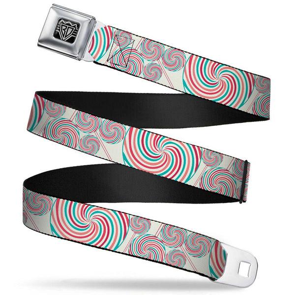 Buckle-Down BD Wings Logo CLOSE-UP Full Color Black Silver Seatbelt Belt - Lollipops Webbing