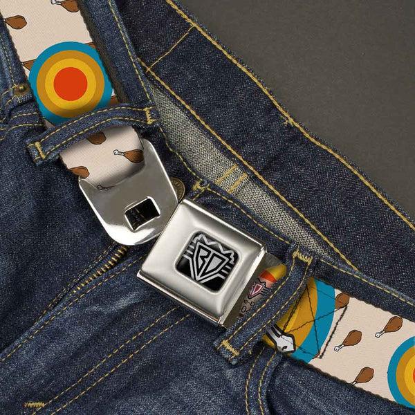 Buckle-Down BD Wings Logo CLOSE-UP Full Color Black Silver Seatbelt Belt - Drumstick Target Webbing