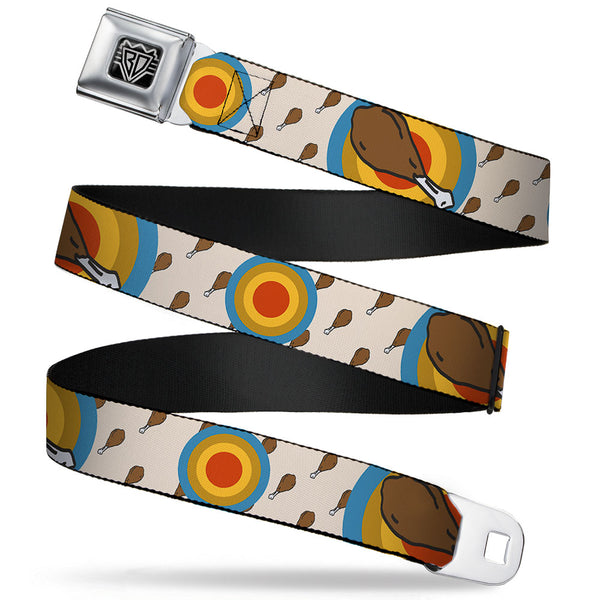 Buckle-Down BD Wings Logo CLOSE-UP Full Color Black Silver Seatbelt Belt - Drumstick Target Webbing