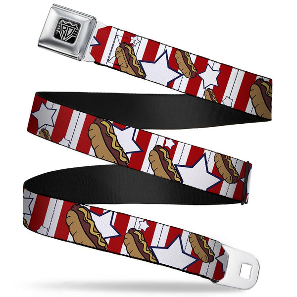 Buckle-Down BD Wings Logo CLOSE-UP Full Color Black Silver Seatbelt Belt - Hot Dogs Webbing