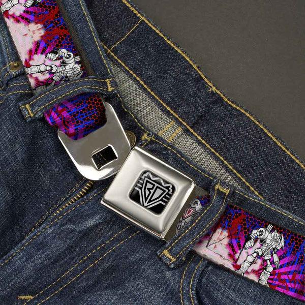 Buckle-Down BD Wings Logo CLOSE-UP Full Color Black Silver Seatbelt Belt - Evoke 2 RoboBear Webbing