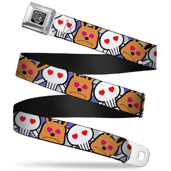 Buckle-Down BD Wings Logo CLOSE-UP Full Color Black Silver Seatbelt Belt - BD Cartoon CLOSE-UP Webbing