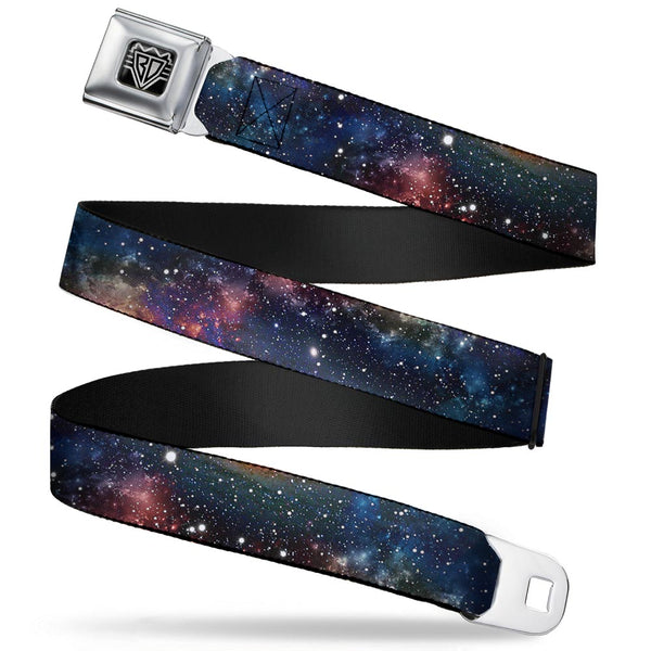 Buckle-Down BD Wings Logo CLOSE-UP Full Color Black Silver Seatbelt Belt - Space Dust Collage Webbing Buckle-Down BD Wings Logo CLOSE-UP Full Color Black Silver Seatbelt Belt - Space Dust Collage Webbing