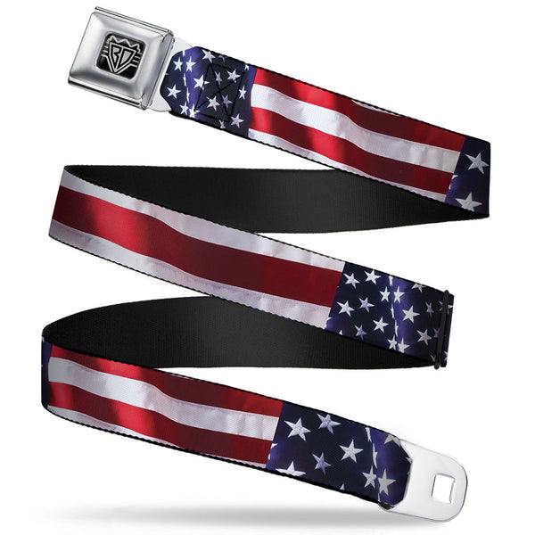 Buckle-Down BD Wings Logo CLOSE-UP Full Color Black Silver Seatbelt Belt - American Flag Vivid CLOSE-UP Webbing Buckle-Down BD Wings Logo CLOSE-UP Full Color Black Silver Seatbelt Belt - American Flag Vivid CLOSE-UP Webbing