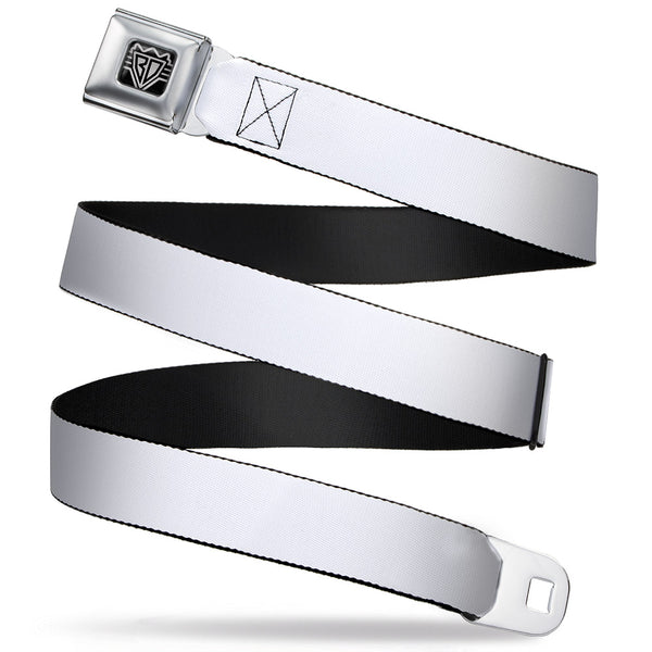 Buckle-Down BD Wings Logo CLOSE-UP Full Color Black Silver Seatbelt Belt - White Webbing