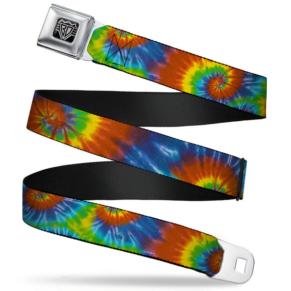 Buckle-Down BD Wings Logo CLOSE-UP Full Color Black Silver Seatbelt Belt - BD Tie Dye13 Webbing
