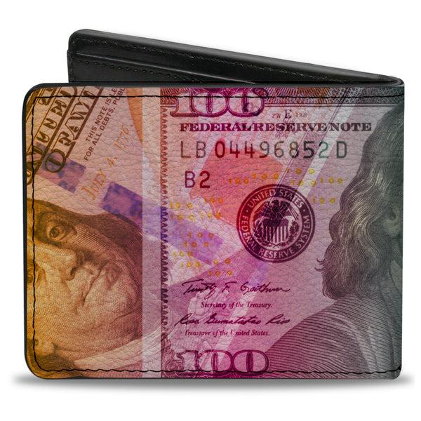Buckle-Down Bi-Fold Wallet - 100 Dollar Bill Series 2009 Stacked Multi Color