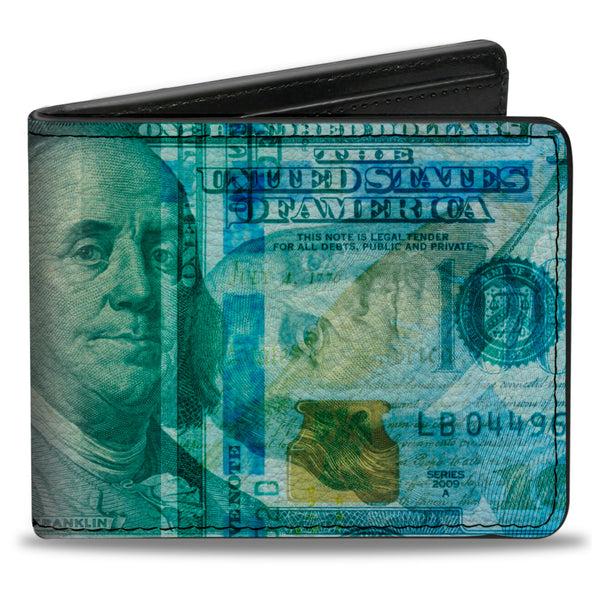 Buckle-Down Bi-Fold Wallet - 100 Dollar Bill Series 2009 Stacked Multi Color