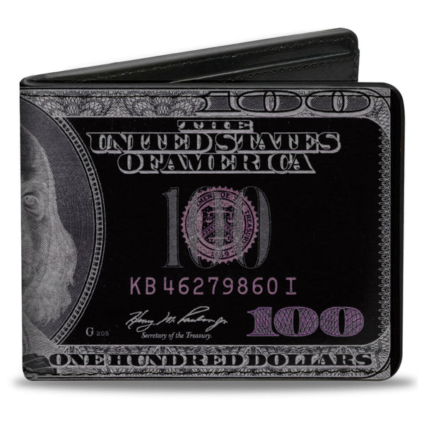 Buckle-Down Bi-Fold Wallet - 100 Dollar Bill X-Ray Black White