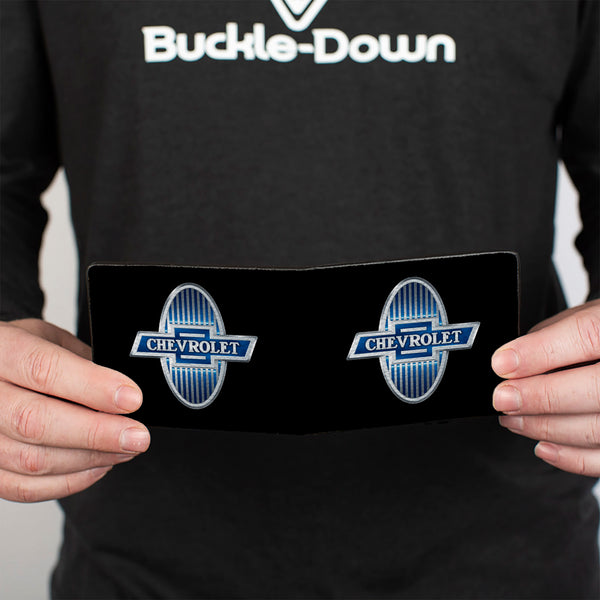 Buckle-Down Bi-Fold Wallet - 1929 Chevrolet Bowtie Logo Black Silver Blue