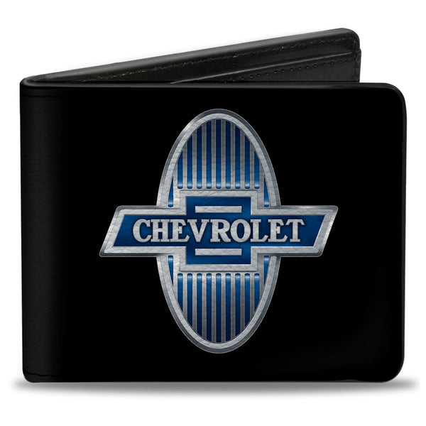 Buckle-Down Bi-Fold Wallet - 1929 Chevrolet Bowtie Logo Black Silver Blue