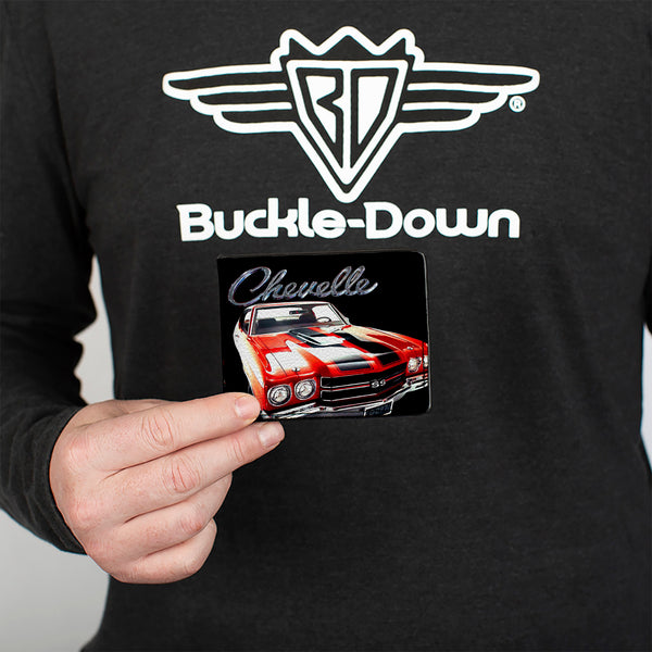 Buckle-Down Bi-Fold Wallet - 1970 Chevrolet CHEVELLE Black Silver Red