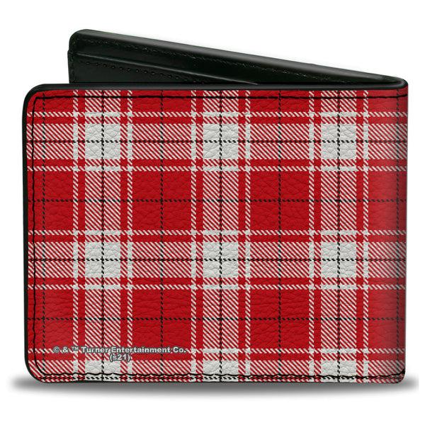 Buckle-Down Bi-Fold Wallet - A Christmas Story RALPHIE Smiling Face Plaid Red White Green