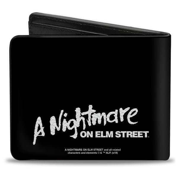 Buckle-Down Bi-Fold Wallet - A Nightmare On Elm Street Freddy's Hand Scratching + Logo Black White Green Reds