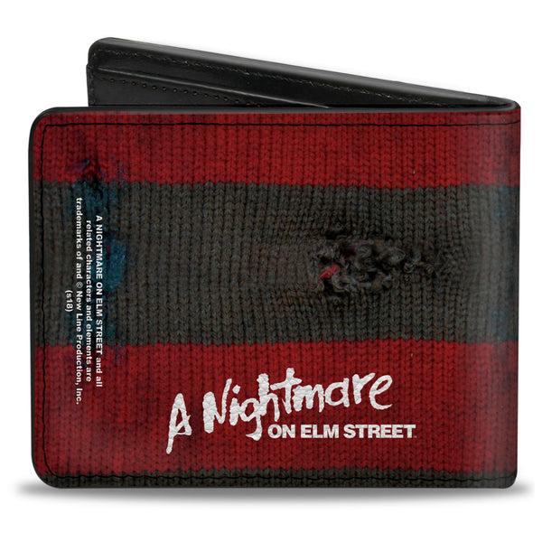 Buckle-Down Bi-Fold Wallet - A NIGHTMARE ON ELM STREET Freddy's Sweater Stripes Red Black White