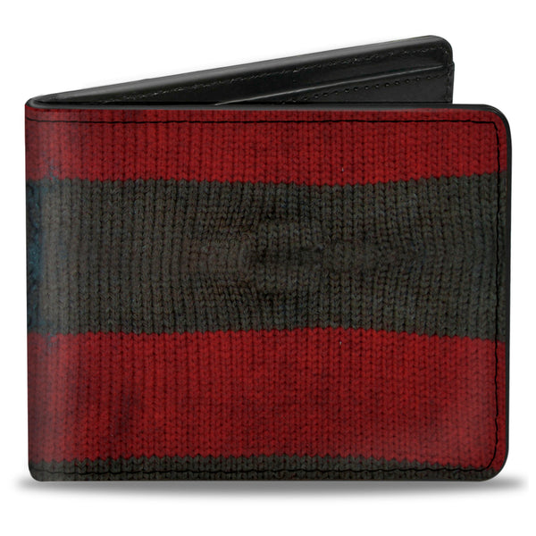 Buckle-Down Bi-Fold Wallet - A NIGHTMARE ON ELM STREET Freddy's Sweater Stripes Red Black White