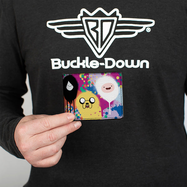 Buckle-Down Bi-Fold Wallet - Adventure Time Characters Spray Paint Expressions Multi Color
