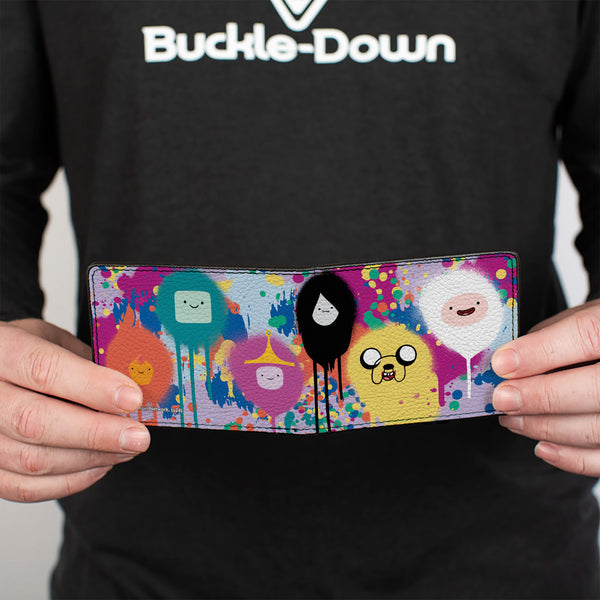 Buckle-Down Bi-Fold Wallet - Adventure Time Characters Spray Paint Expressions Multi Color
