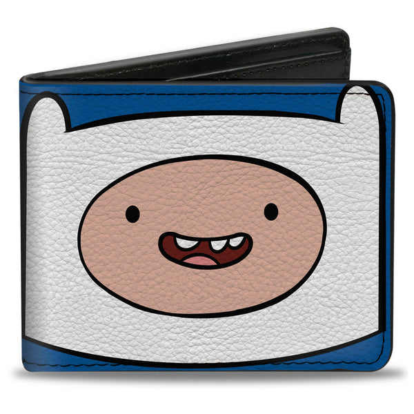 Buckle-Down Bi-Fold Wallet - ADVENTURE TIME Title Logo and Finn Smiling Face Blue