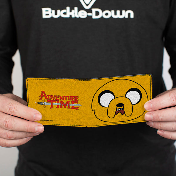Buckle-Down Bi-Fold Wallet - ADVENTURE TIME Title Logo And Jake Face Yellow