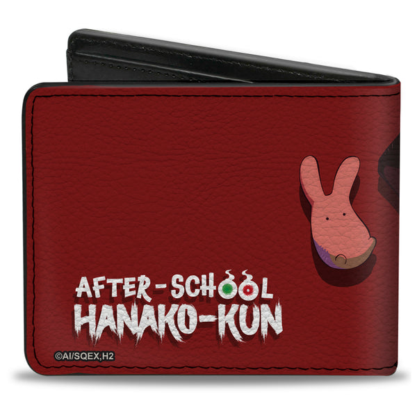 Buckle-Down Bi-Fold Wallet - AFTER-SCHOOL HANAKO-KUN Hanako Flip Pose With Mokke And Title Logo Red