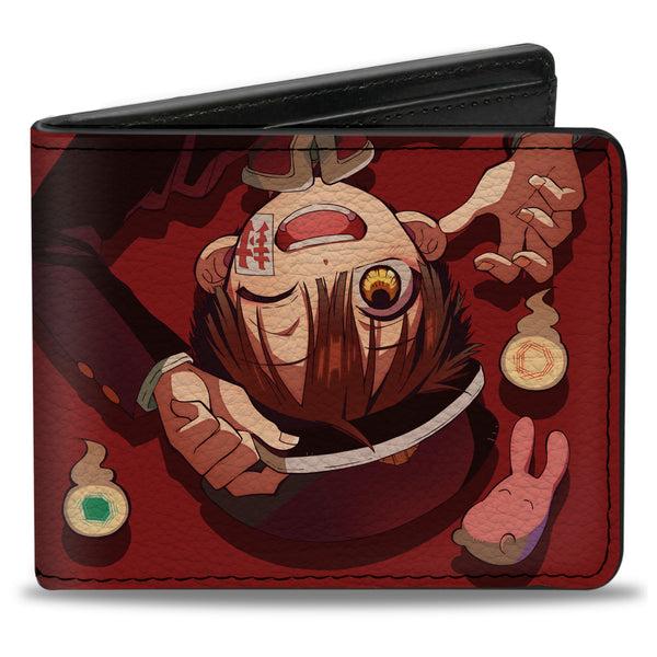 Buckle-Down Bi-Fold Wallet - AFTER-SCHOOL HANAKO-KUN Hanako Flip Pose with Mokke and Title Logo Red