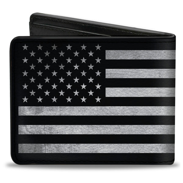 Buckle-Down Bi-Fold Wallet - American Flag Weathered Black White