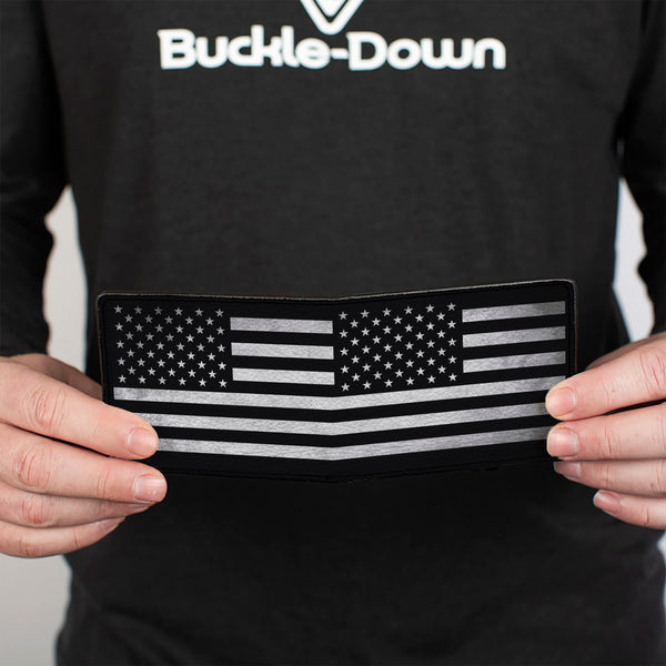 Buckle-Down Bi-Fold Wallet - American Flag Weathered Black White