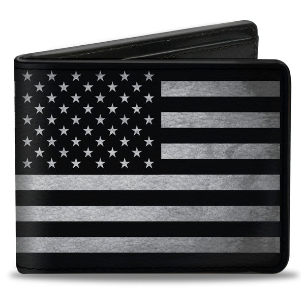 Buckle-Down Bi-Fold Wallet - American Flag Weathered Black White