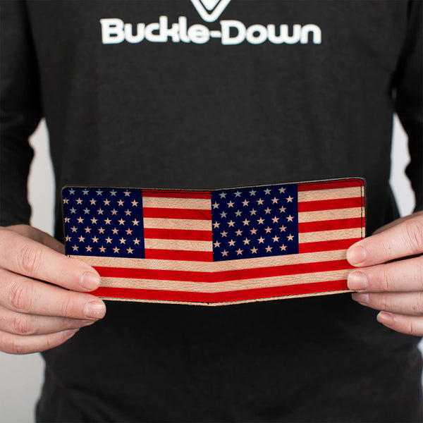 Buckle-Down Bi-Fold Wallet - American Flag Weathered Color