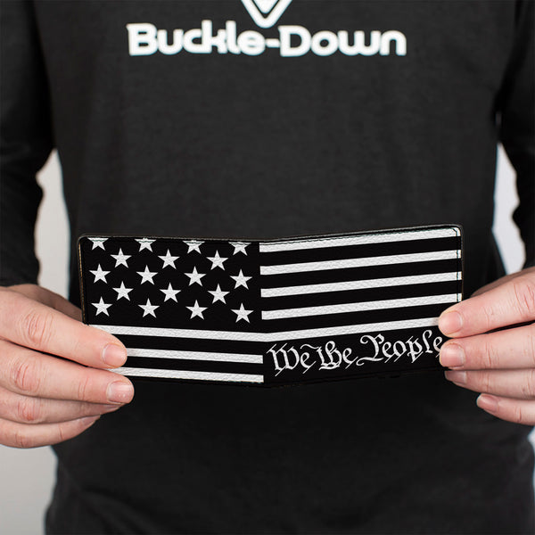 Buckle-Down Bi-Fold Wallet - Americana Flag WE THE PEOPLE Black White