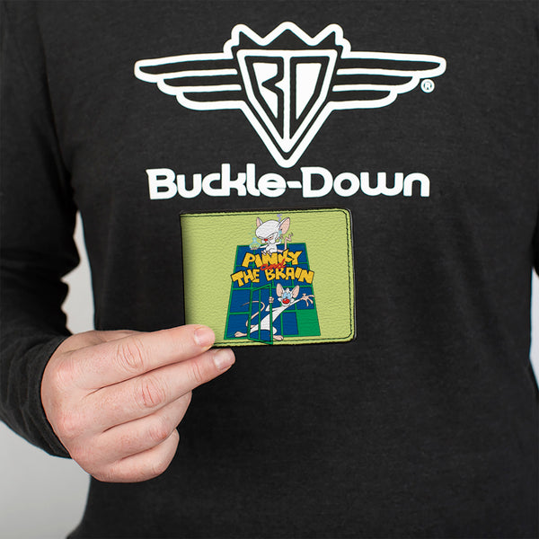 Buckle-Down Bi-Fold Wallet - Animaniacs PINKY AND THE BRAIN Pose Greens Blue