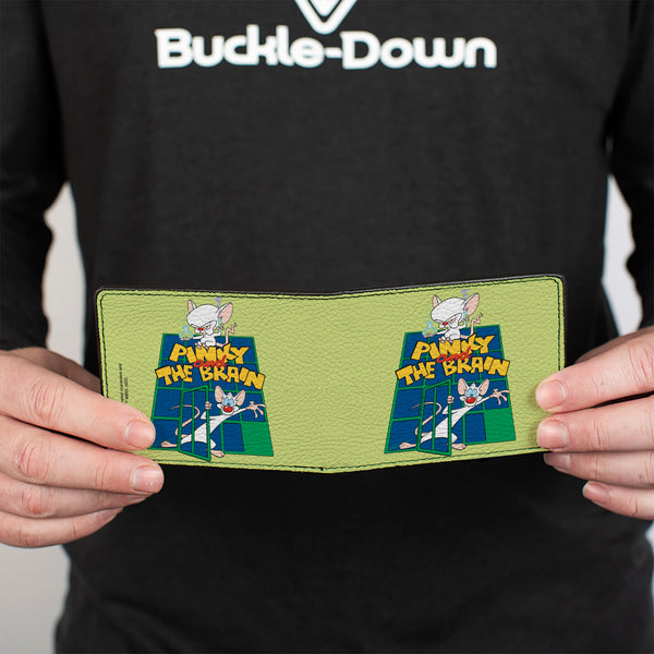 Buckle-Down Bi-Fold Wallet - Animaniacs PINKY AND THE BRAIN Pose Greens Blue