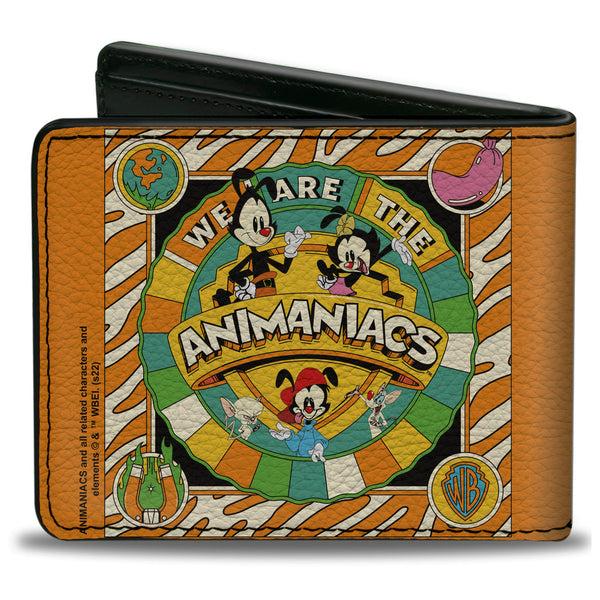 Buckle-Down Bi-Fold Wallet - Animaniacs WE ARE THE ANIMANIACS Group Pose Orange White