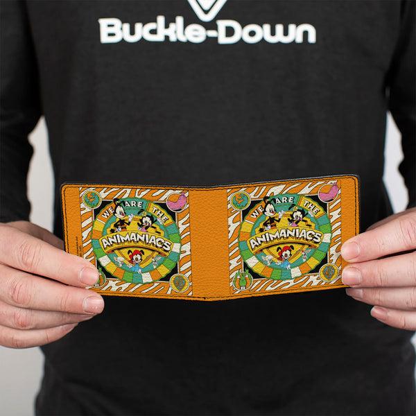 Buckle-Down Bi-Fold Wallet - Animaniacs WE ARE THE ANIMANIACS Group Pose Orange White